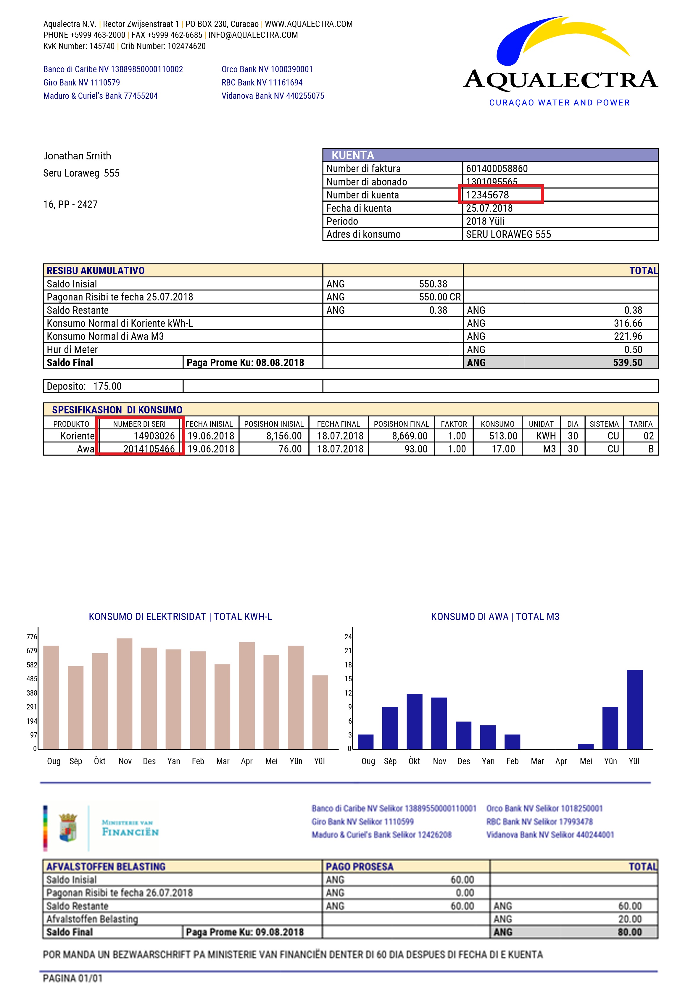 You can find your account number and meter numbers on your bill as shown.